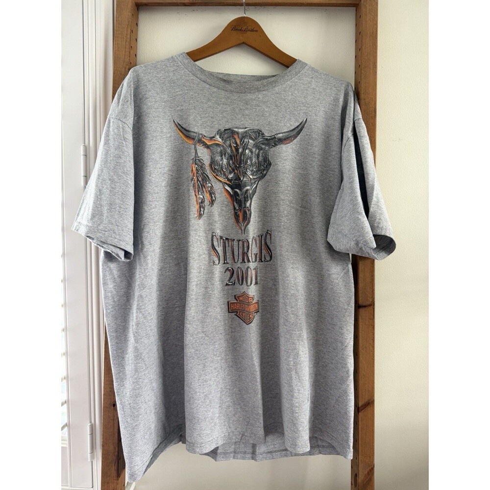 Y2K Vintage Harley Davidson Sturgis South Dakota T Shirt Grey Harley Shield XL